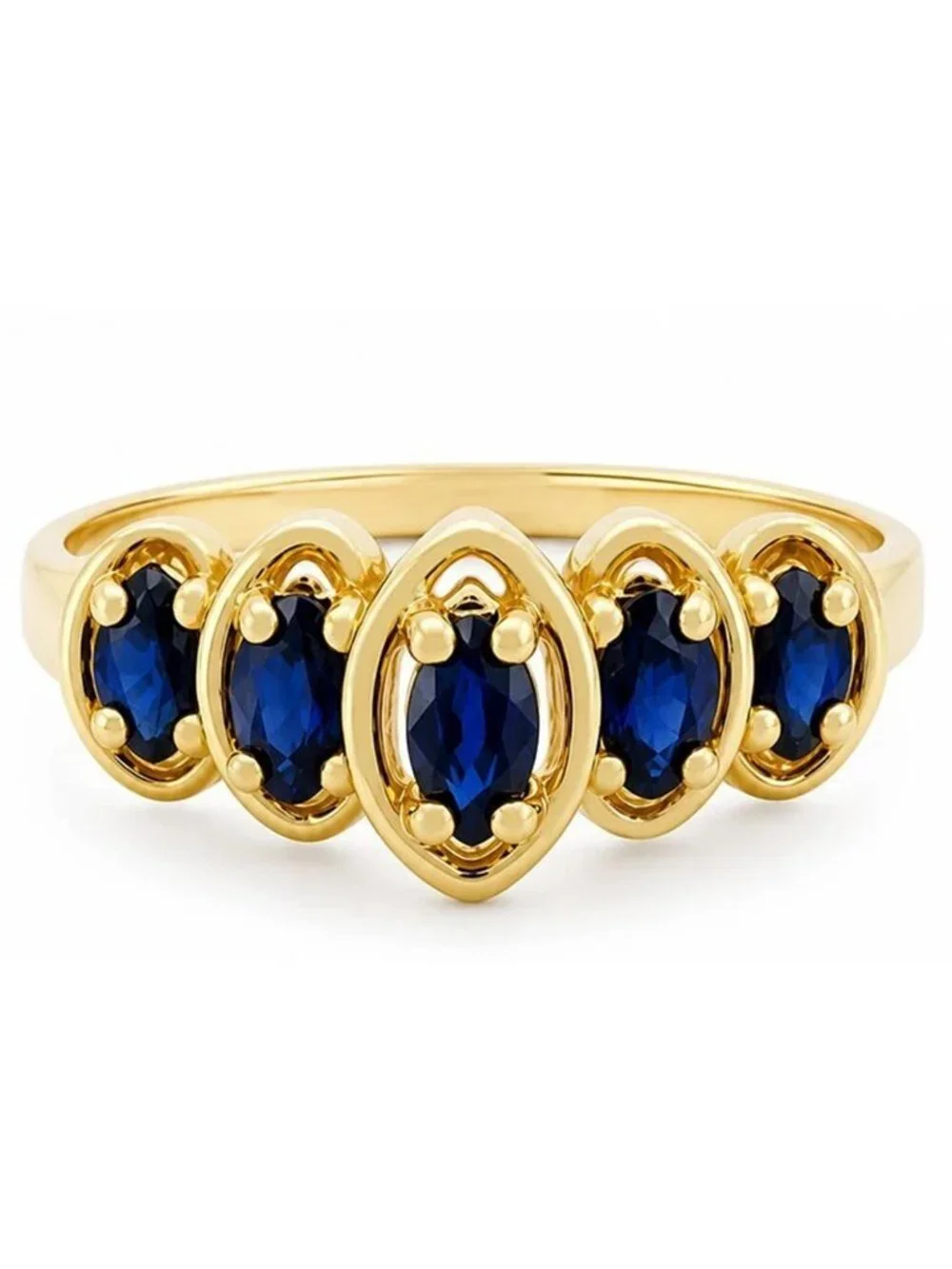 Genuine 0.75 Cts Blue Sapphire Ring 14k Yellow Gold
